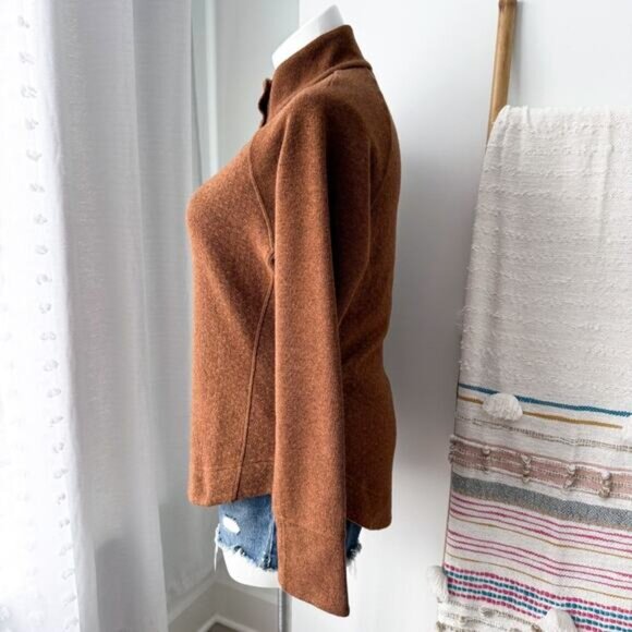 Prana Frozen Falls Sepia Brown Recycled Wool Blend 1/4 Button Pullover Sweater L - Picture 2 of 9